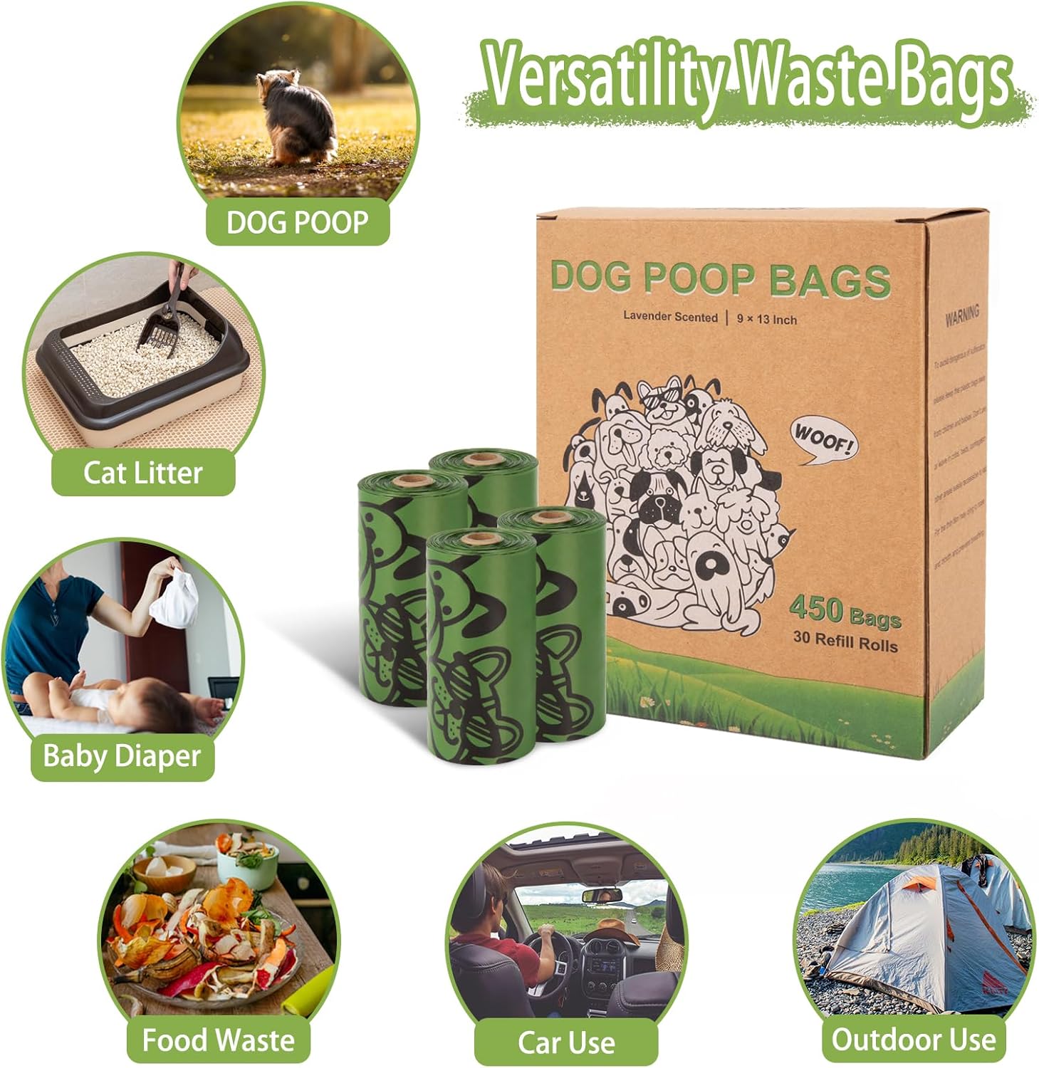 Detalle de Dog poo bags refill rolls 450 counts
