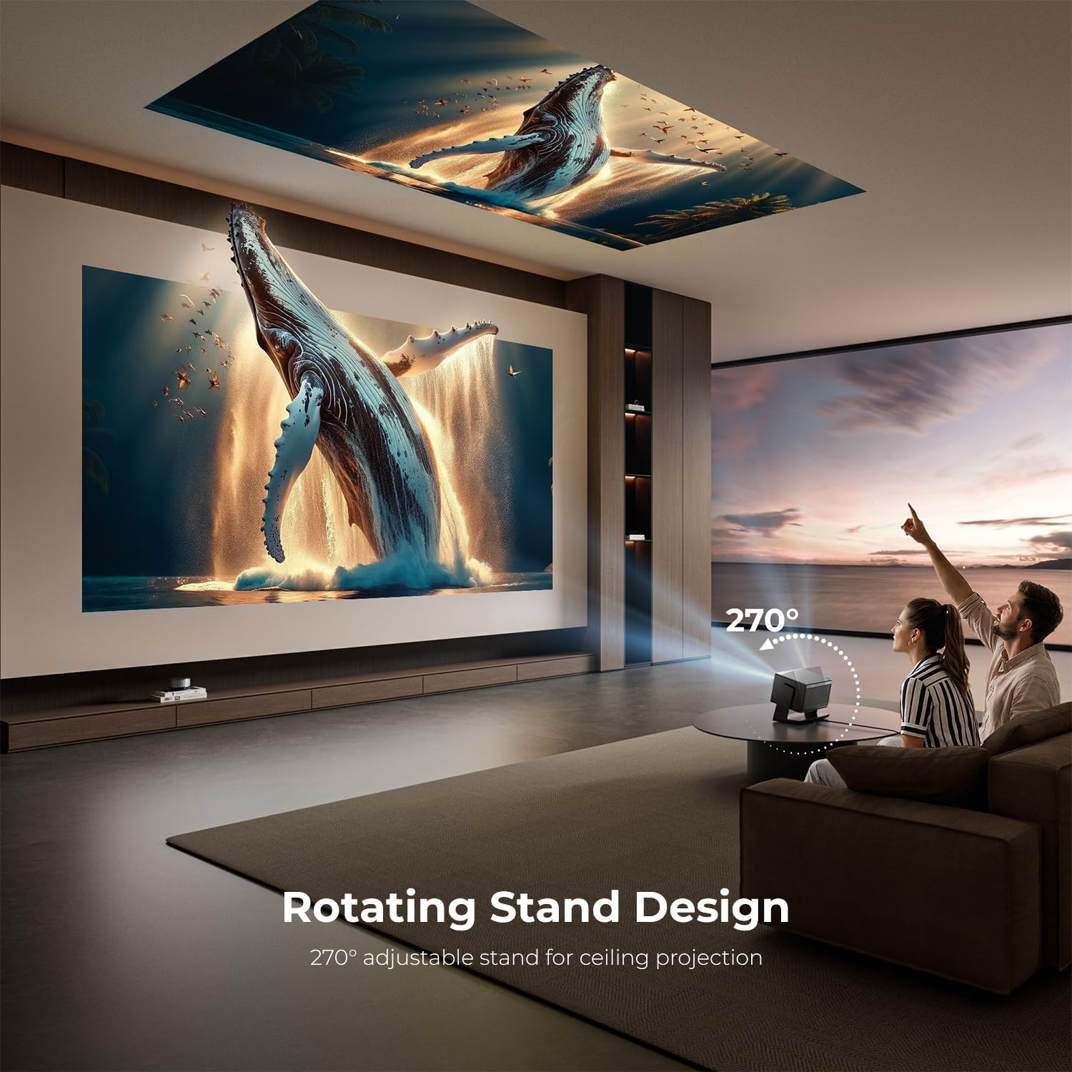 Thumbnail 2 de ELEPHAS Smart 4K Projector with WiFi & Bluetooth — 270° Rotatable Home Theater