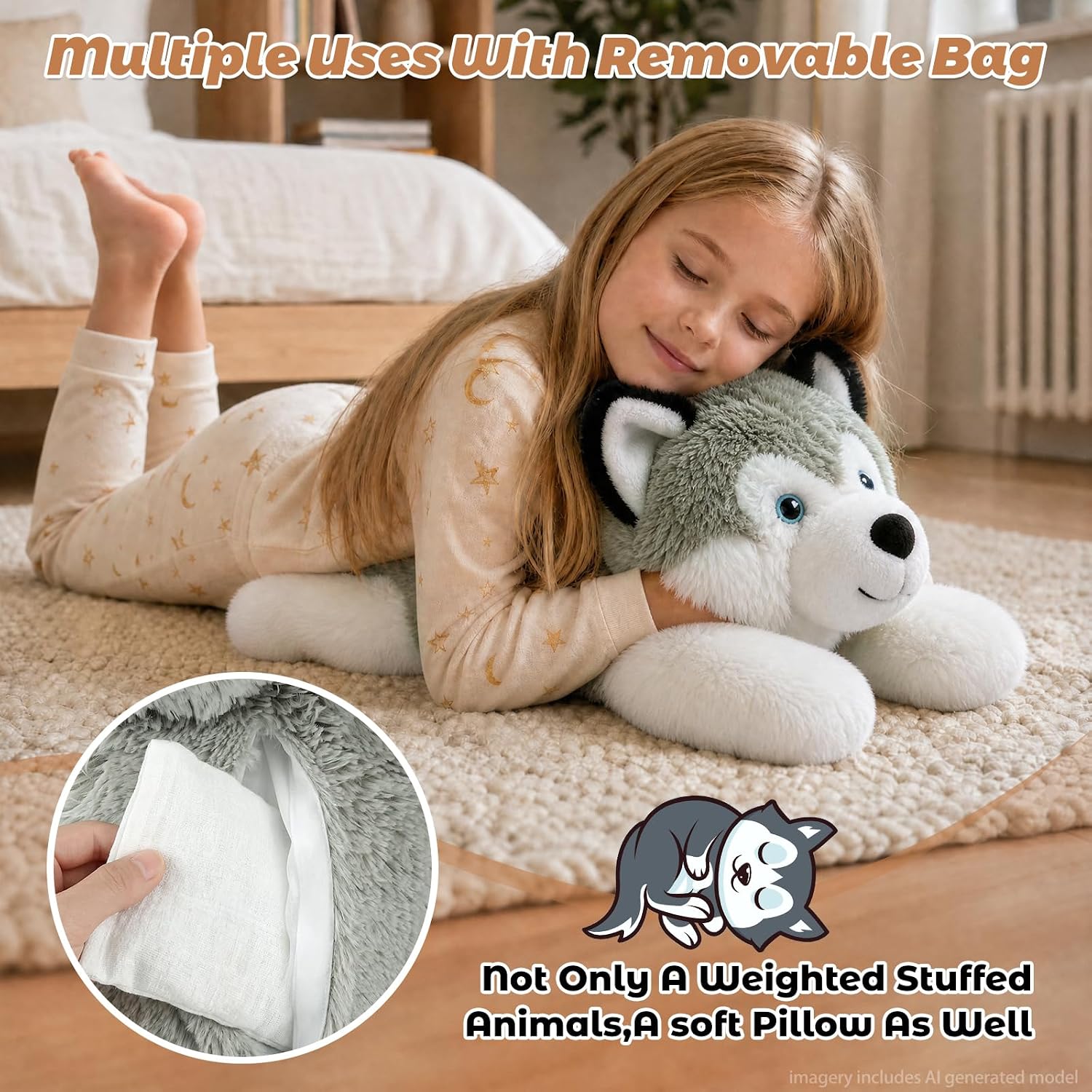 Thumbnail 2 de Bobbie & Laxi 25-Inch Weighted Husky Plush Toy
