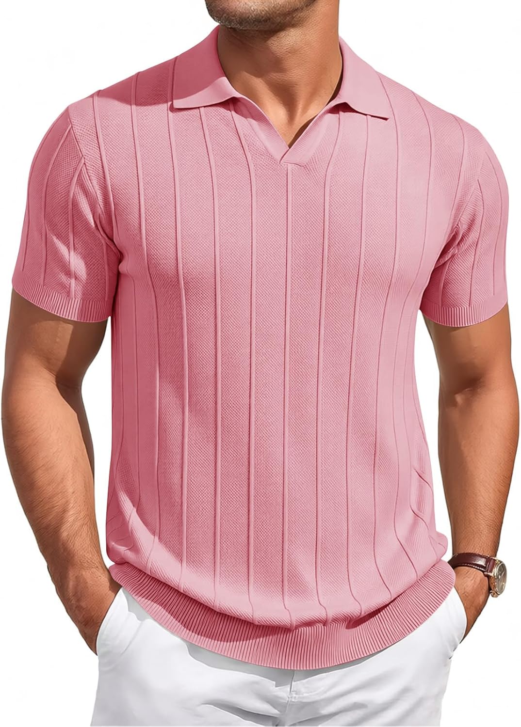 Thumbnail 6 de Runcati Polohemd Herren Sommer Kurzarm Strick – Slim Fit, Einfarbig