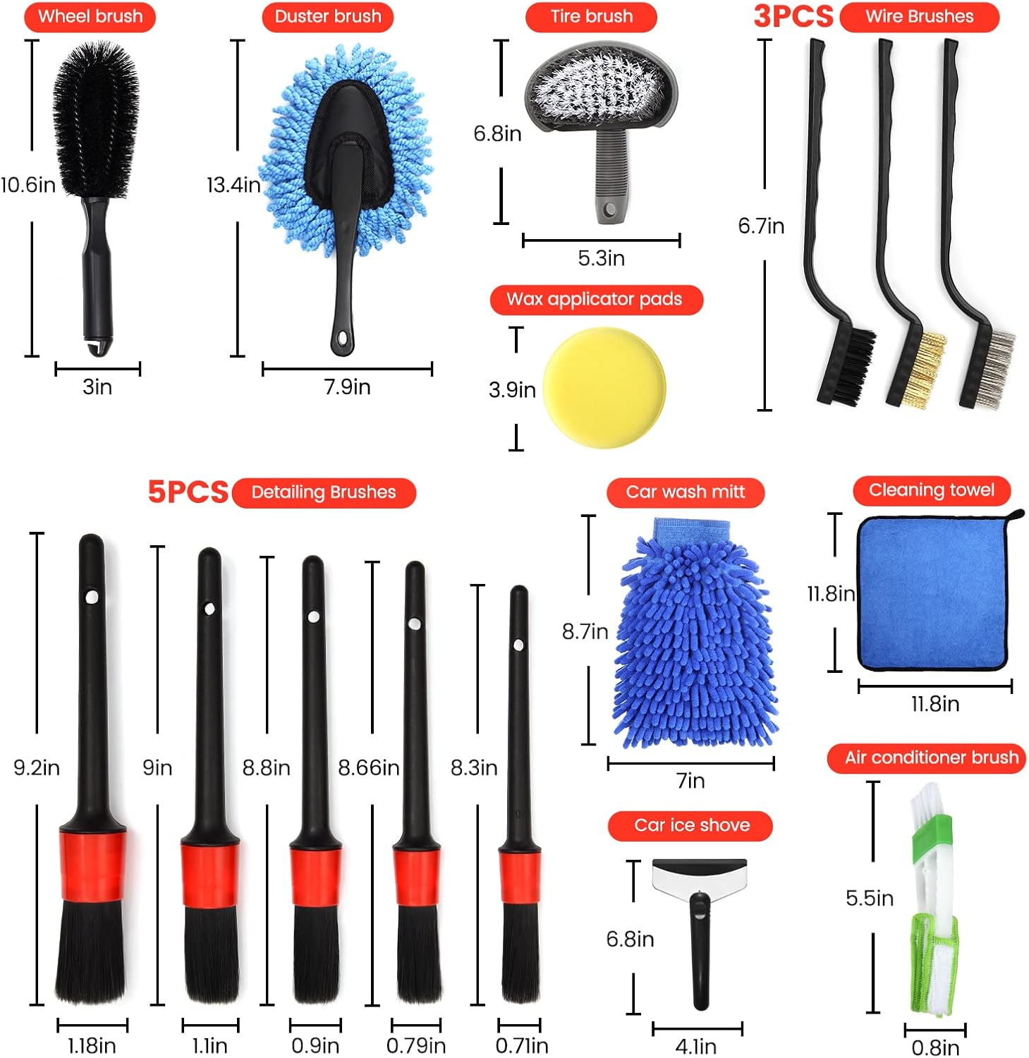 Thumbnail 6 de GUANJUNE 18Pcs Car Wash Cleaning Kit – Comprehensive Detailing Set for Interior and Exterior Care