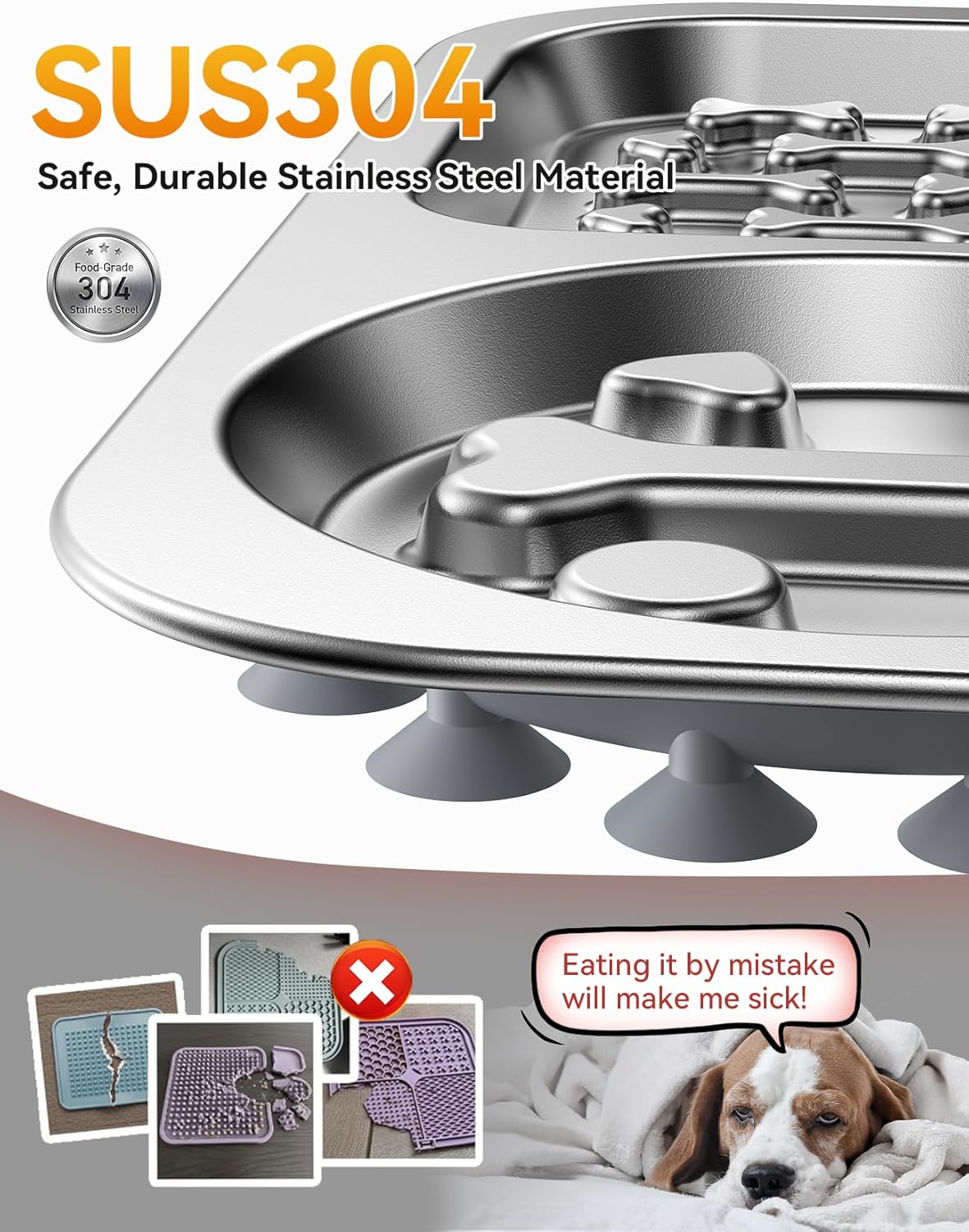Detalle de Stainless Steel Lick Mats for Dogs with Scraper – FEELNEEDY slow feeder lick mat for anxiety support