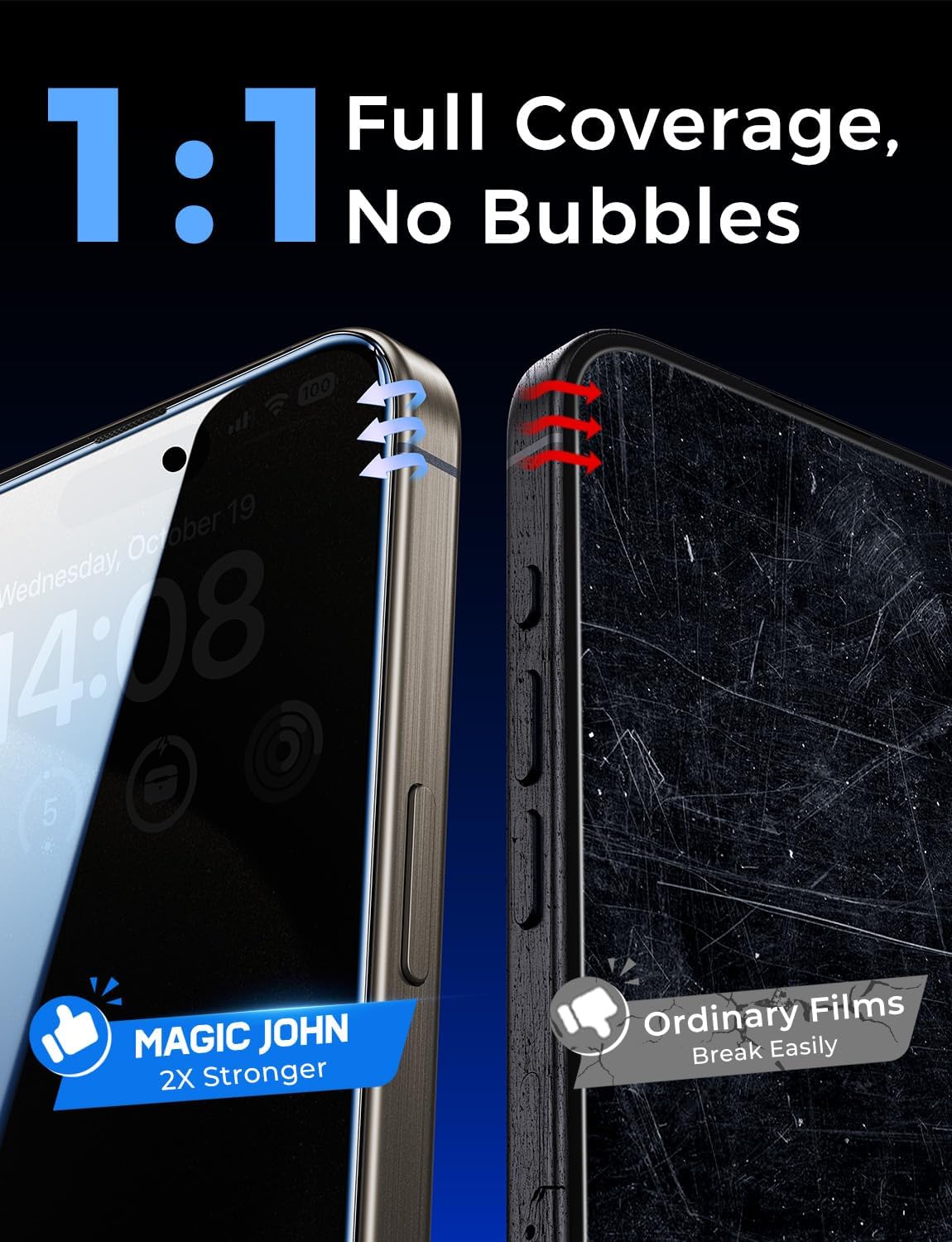Thumbnail 6 de MAGIC JOHN iPhone 15 Pro Max privacy glass 2-pack