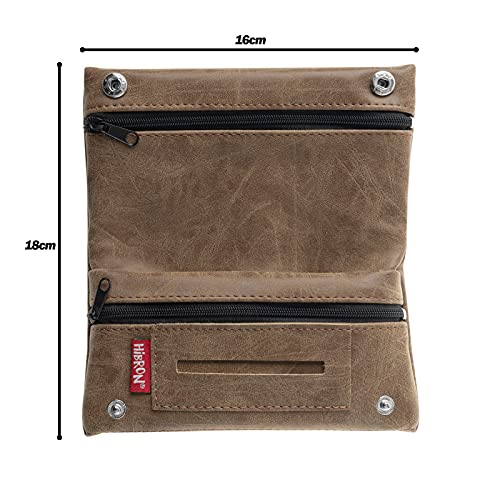 Detalle de HIBRON Porta tabacco Borsello in vera pelle (58105 Marrone) – porta tabacco elegante e funzionale