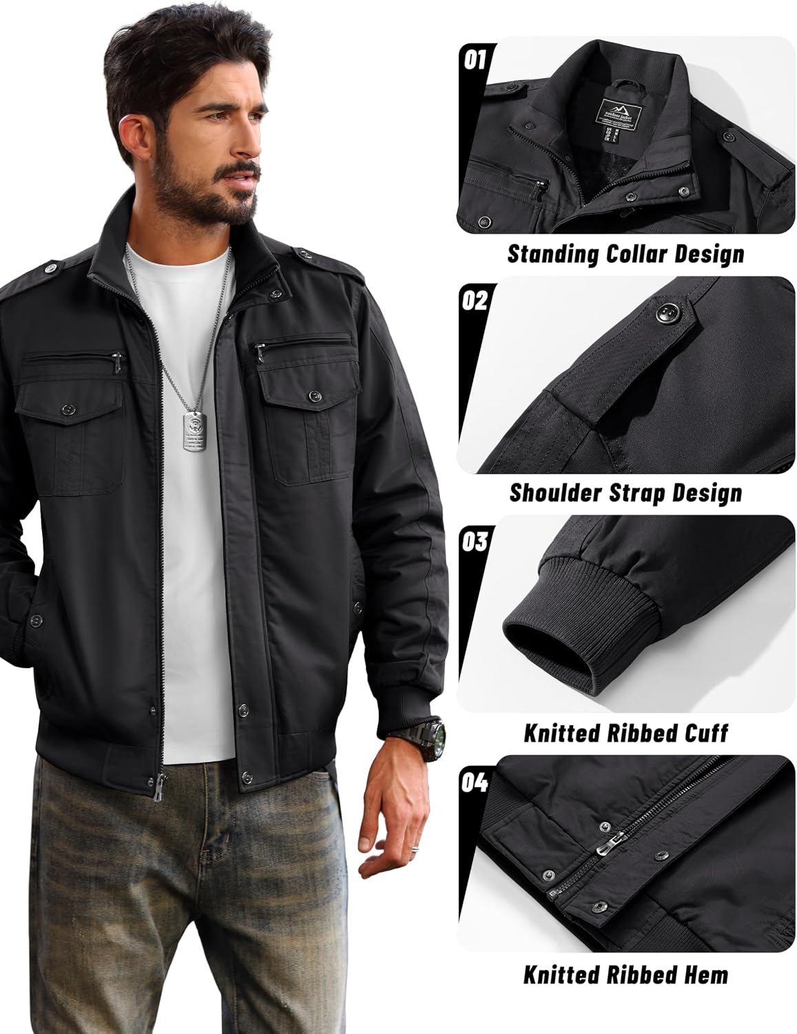 Detalle de MAGCOMSEN Winterjacke Herren Warmfleecejacke ⛑
