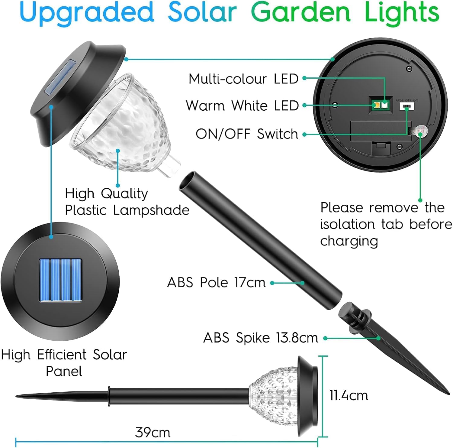 Thumbnail 6 de Solar Lights Outdoor Garden (6 Pack) with Multicolour & Warm White Modes