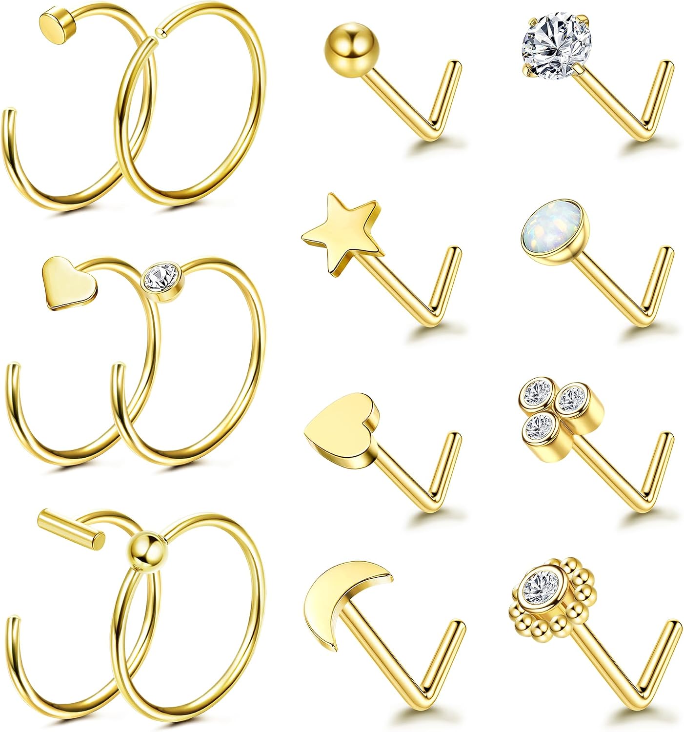 Thumbnail 2 de LOLIAS 14K Gold Plated Nose Rings 14 pcs 💍