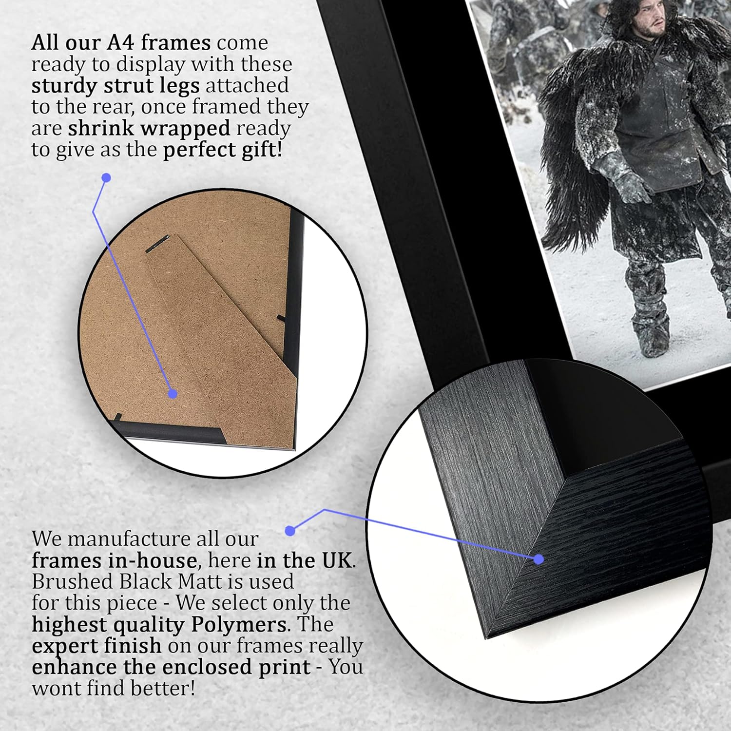 Thumbnail 6 de HWC Trading FR Kit Harington Gift A4 Framed Autograph Print (Jon Snow) – Game of Thrones display photo
