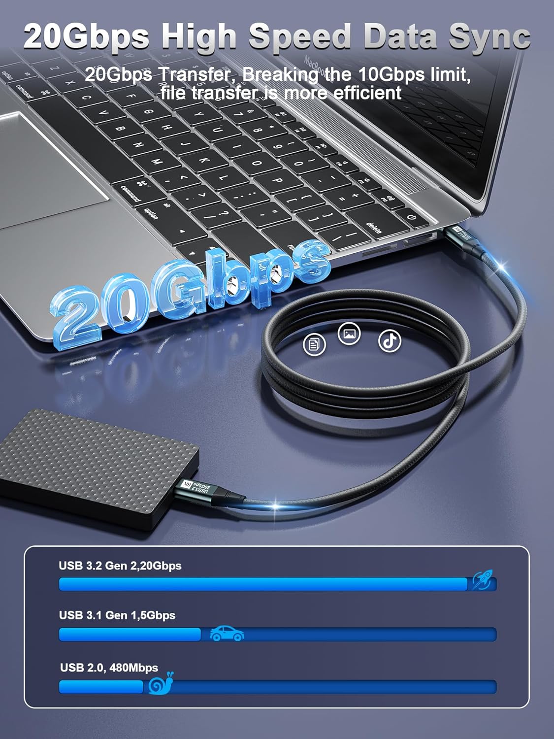 Thumbnail 5 de KAKAPOZO USB C Monitor Cable 100W 8K