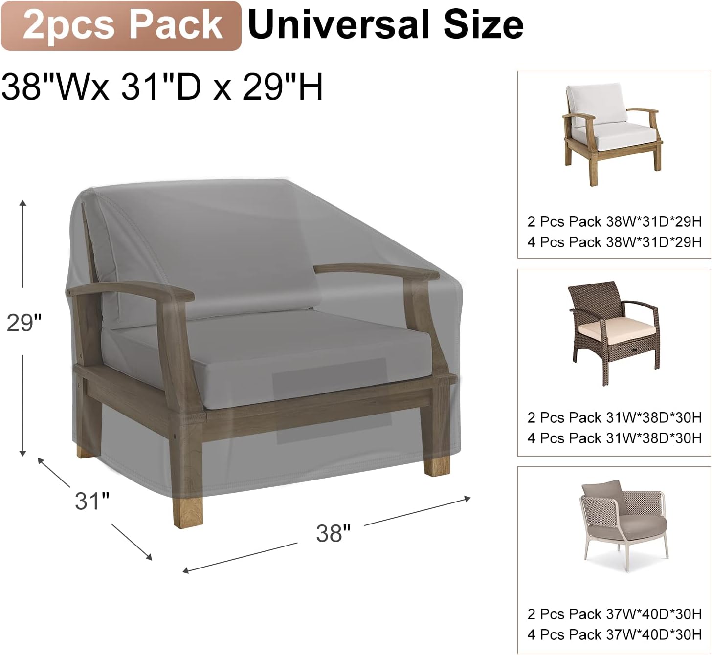 Detalle de Mrrihand Patio Chair Cover 38 x 31 x 29 Inches