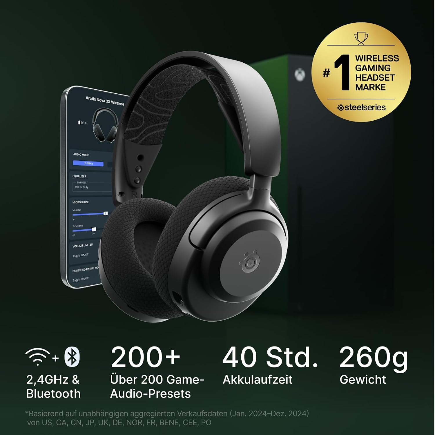Detalle 2 de SteelSeries Arctis Nova 3X Wireless Gaming-Headset 40 Std