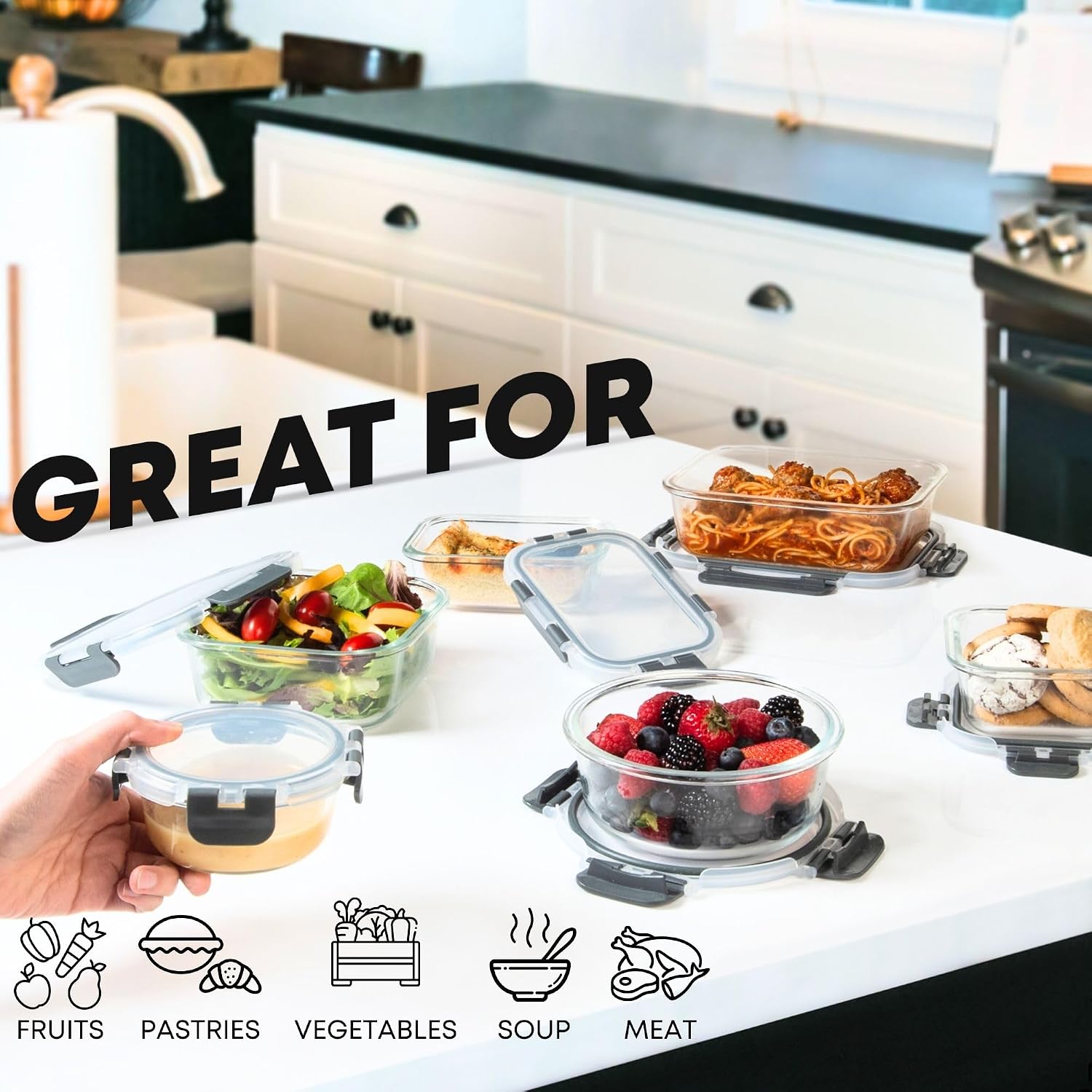 Detalle 2 de Razab Glass Food Storage Containers 30-Piece Set