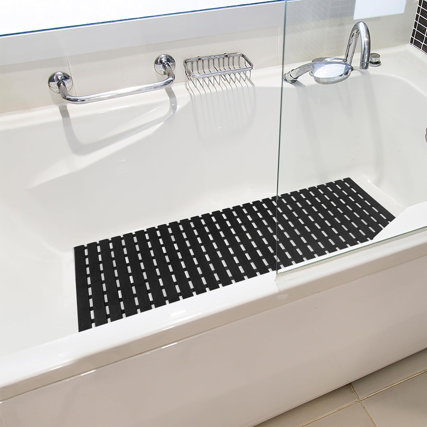Thumbnail 5 de BEMISO Non-Slip Bathtub Mat, 37.4 x 15.7 Inches, with Suction Cups and Drain Holes