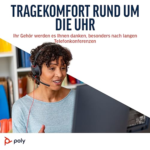 Detalle de Schnurgebundenes Headset Poly Blackwire 5210 von Plantronics – flexibler Mikrofonarm, Noise Cancelling, USB-C/USB-A/3,5 mm, Teams/Zoom kompatibel