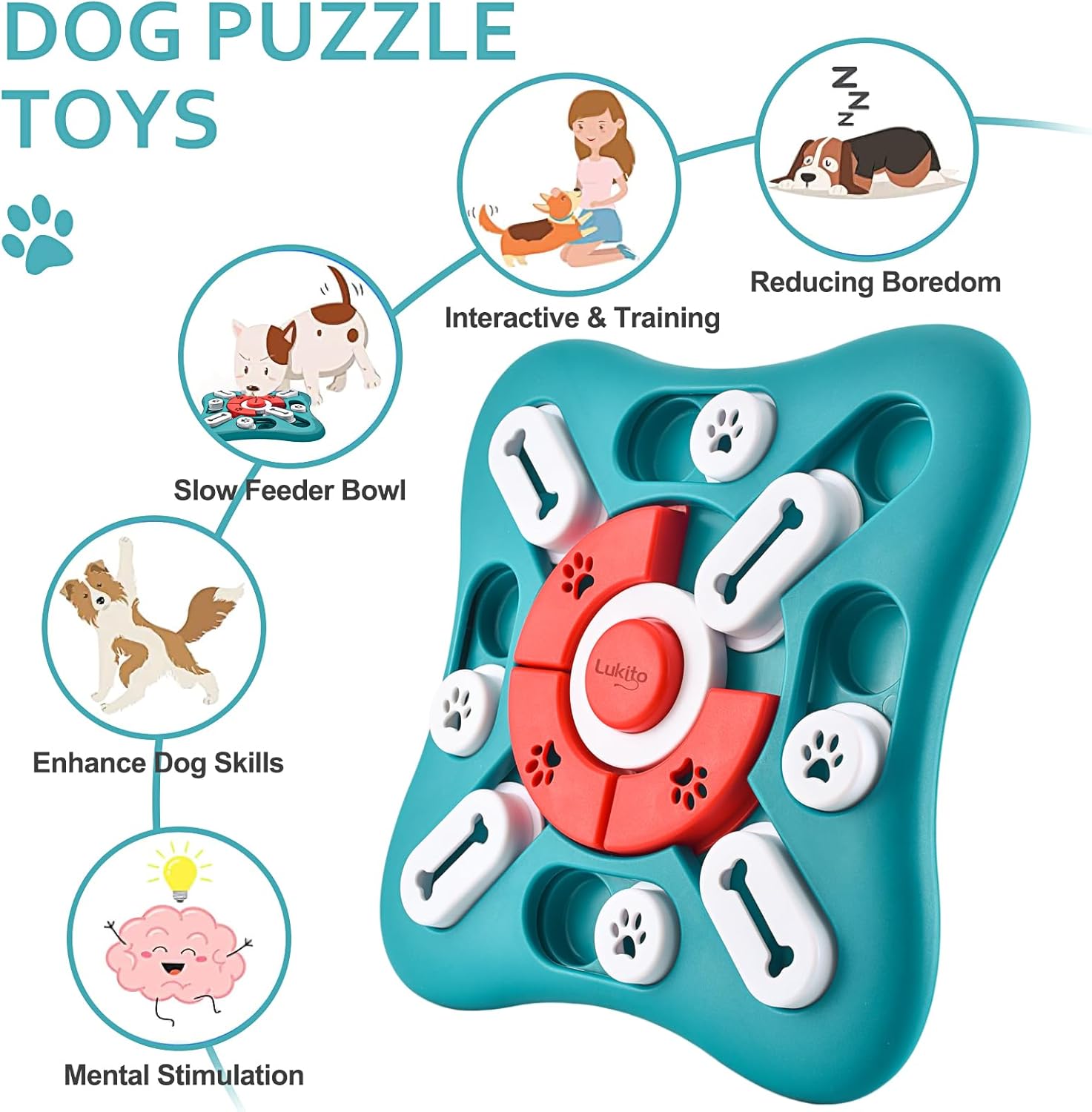 Detalle 2 de LUKITO Dog Puzzle Toy slow feeder