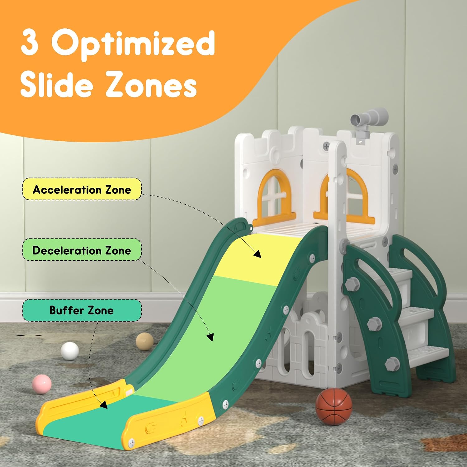 Detalle de LulliSpace 6-in-1 Toddler Slide 6 Features