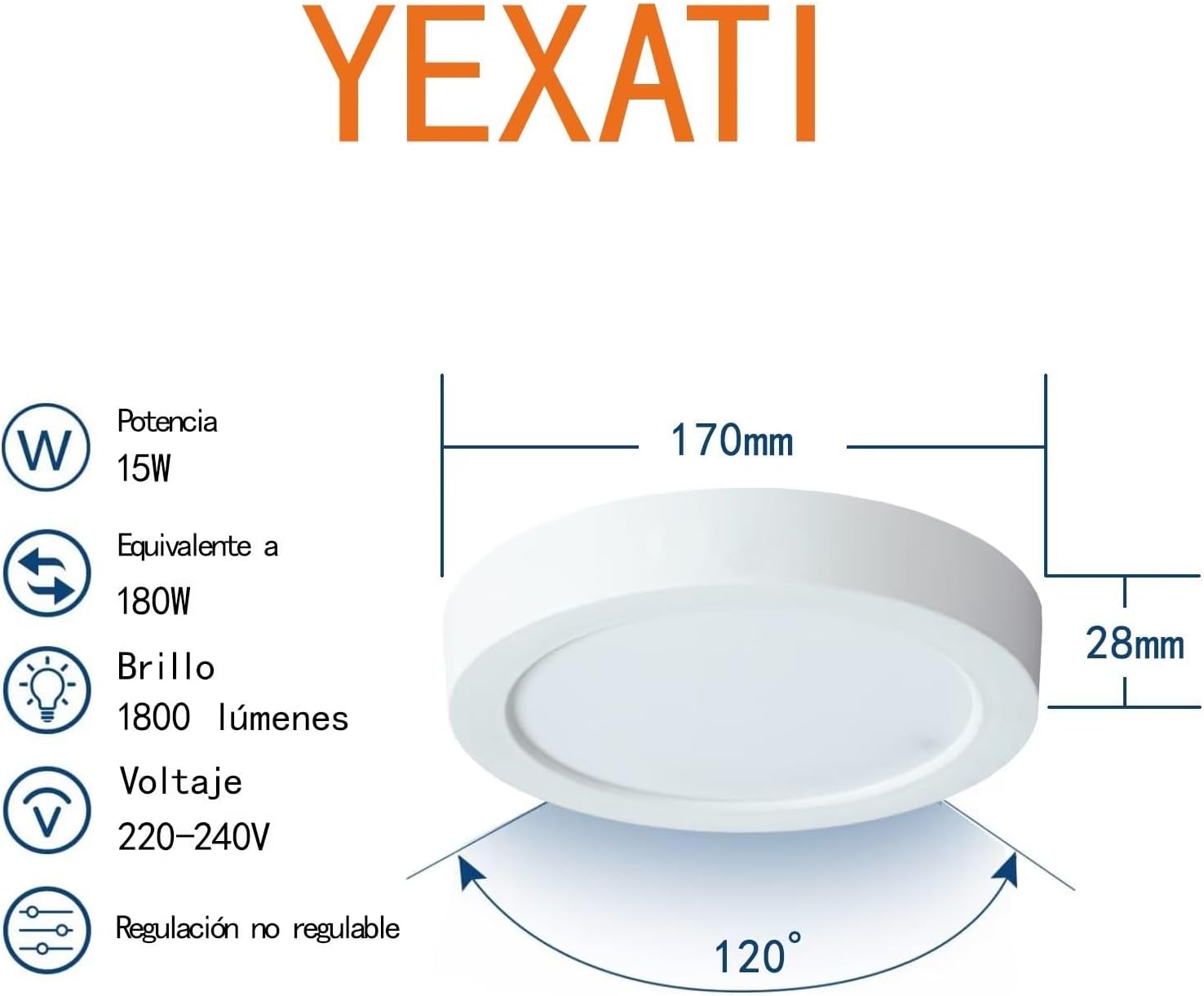 Thumbnail 1 de Yexati Pack 2 Panel LED Circular 15W 1800LM 💡 Para Hogar