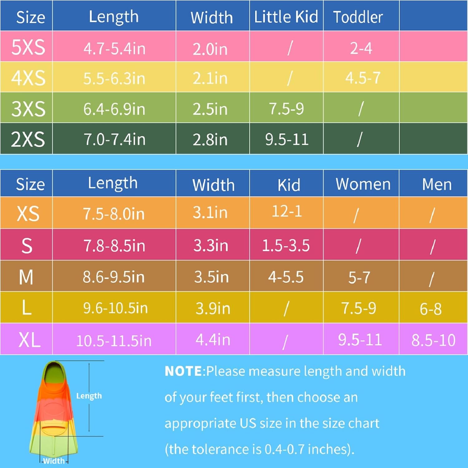 Detalle de Foyinbet Kids Swim Fins — Short Youth Flippers for Lap Training