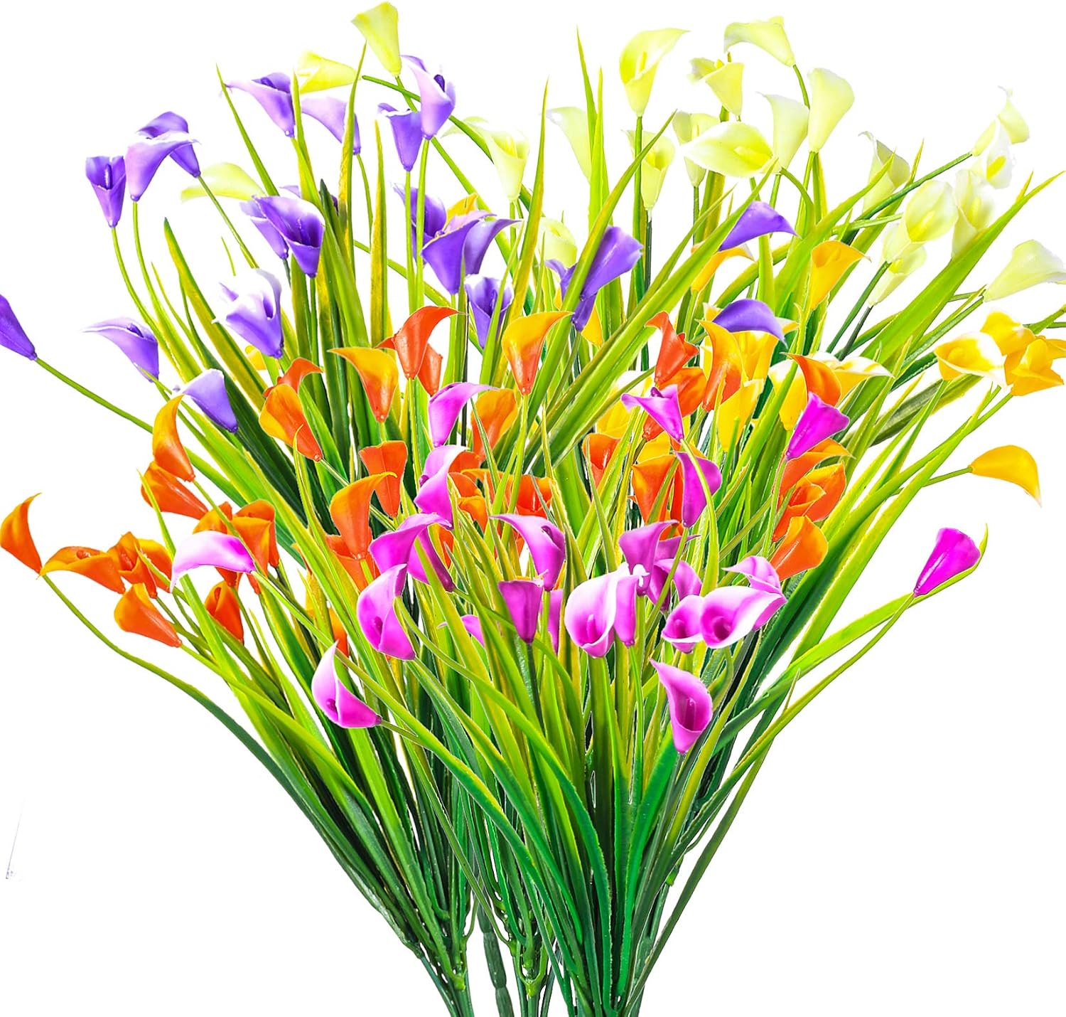 Detalle de Yibaijia 6 Künstliche Calla Blumen – UV-beständig, wetterfest, 5 Farben für Balkon, Garten und Wohnzimmer