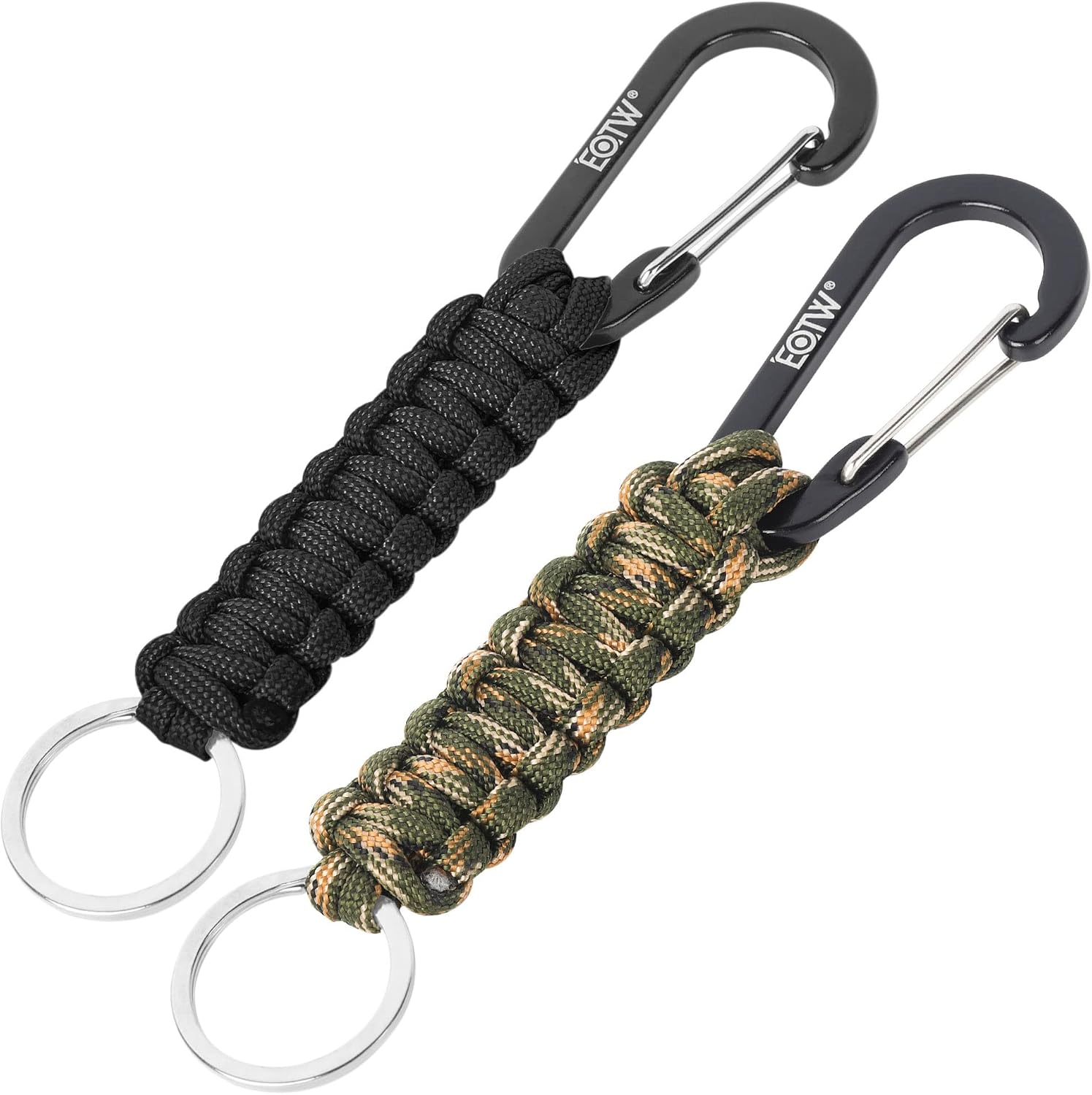Detalle de EOTW Paracord Schlüsselanhänger mit Karabiner und D-Ring – personalisierbar, für Schlüssel, Auto, Camping & Alltag