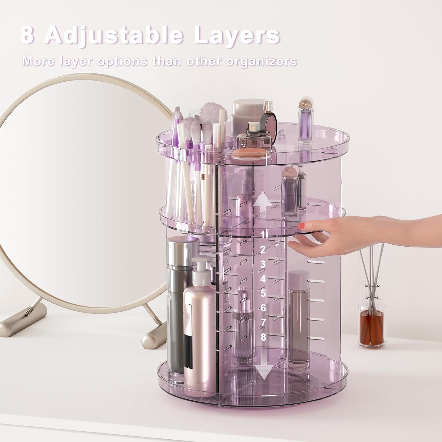 Detalle 2 de Jiavarry RMOT1 Rotating Makeup Organizer with 8 Adjustable Levels
