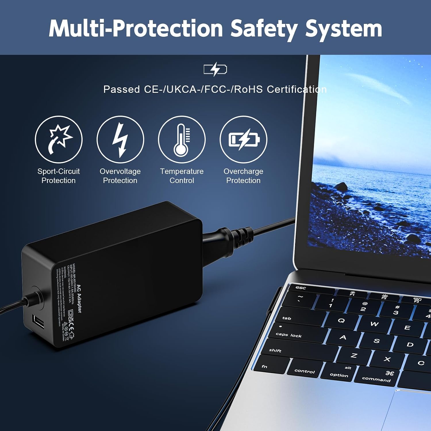 Detalle de 65W Surface Pro & Surface Laptop Charger (Non-Original) – Compatible Across Surface Pro 3–11, Surface Go 1–4, Surface Laptop Series