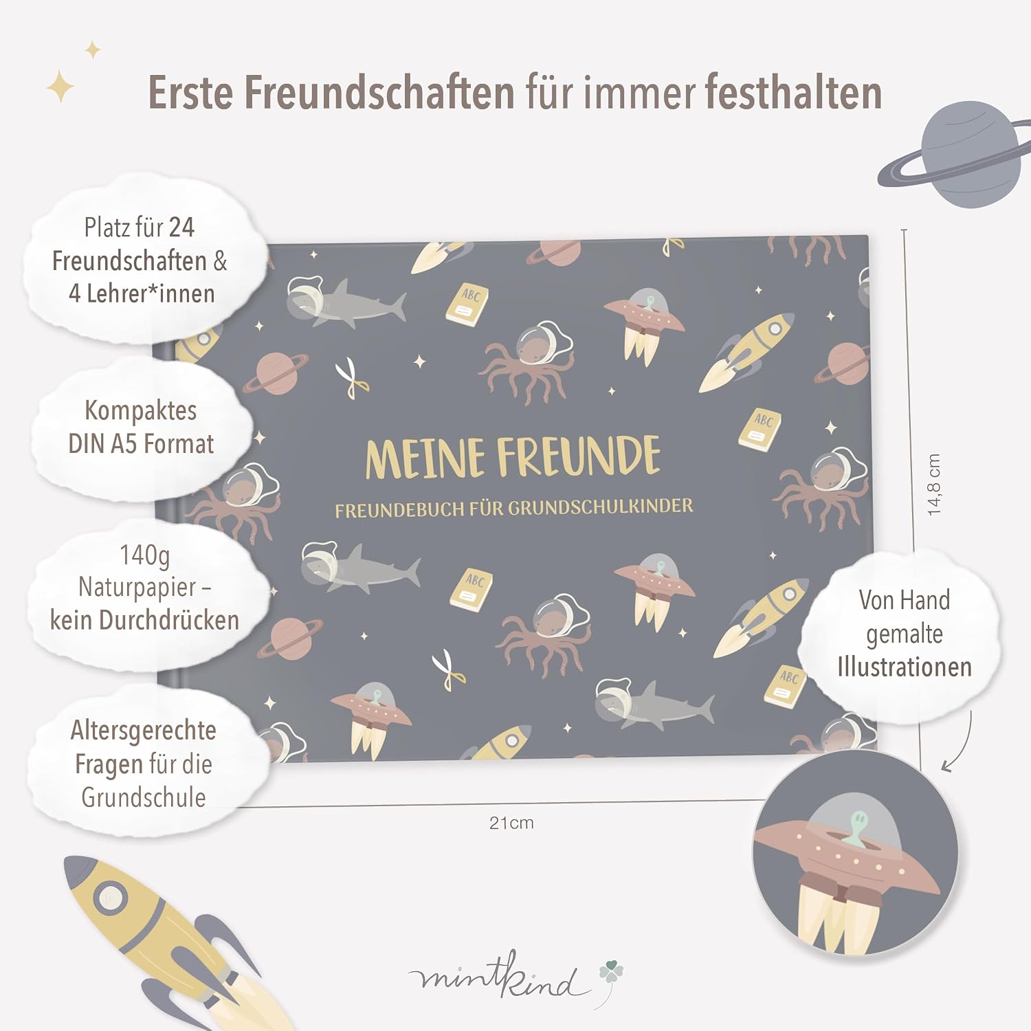 Detalle 2 de mintkind Meine Schulfreunde Freundebuch 21,5x15,5 cm