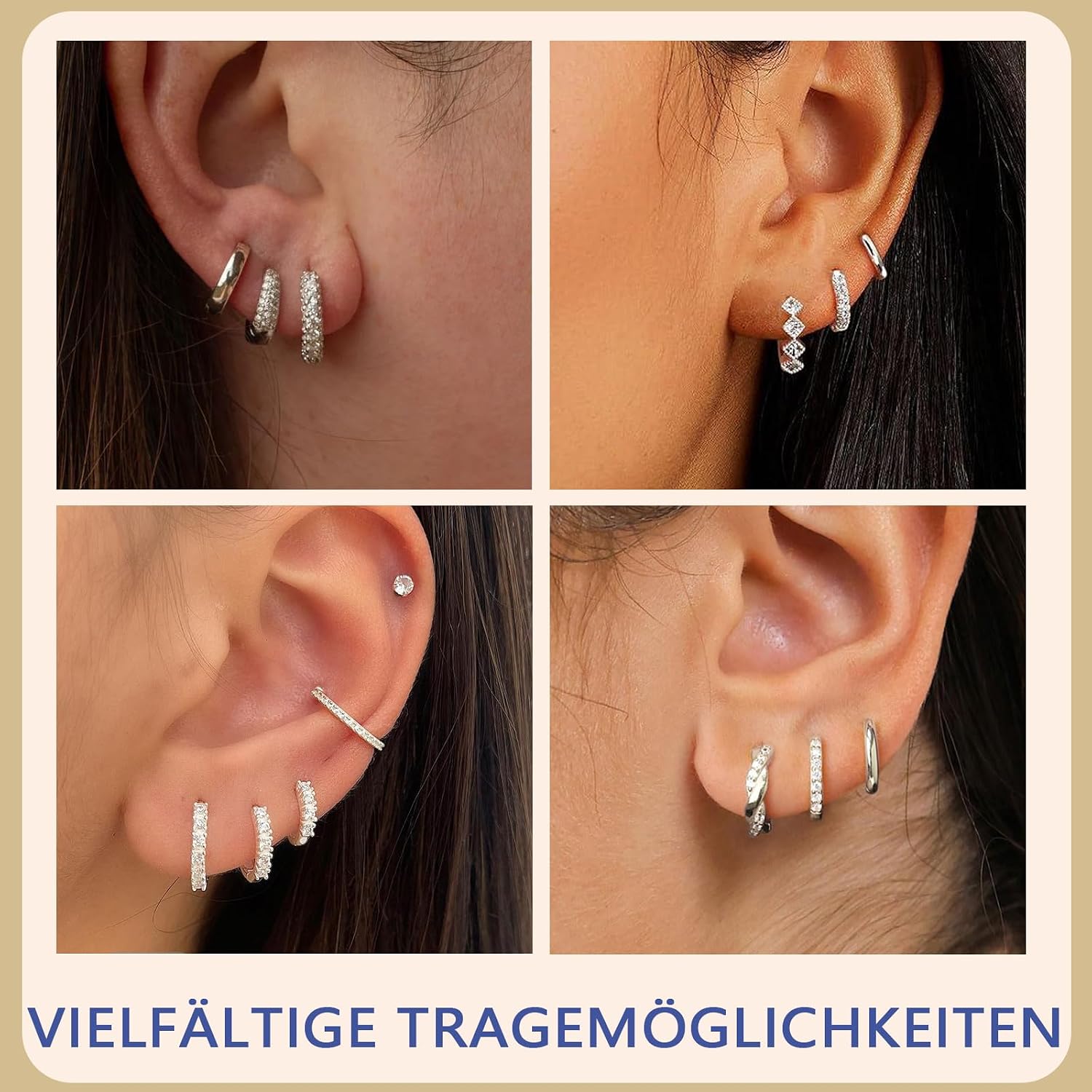 Thumbnail 1 de Halora 3 Paar Creolen aus Sterling Silber 925 mit AAAA+ Zirkonia – hypoallergenes Set für Damen