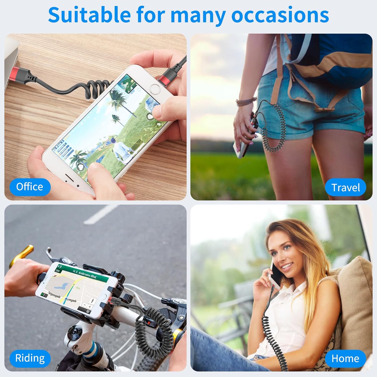 Thumbnail 5 de Coiled USB C Cable 2-Pack for Car