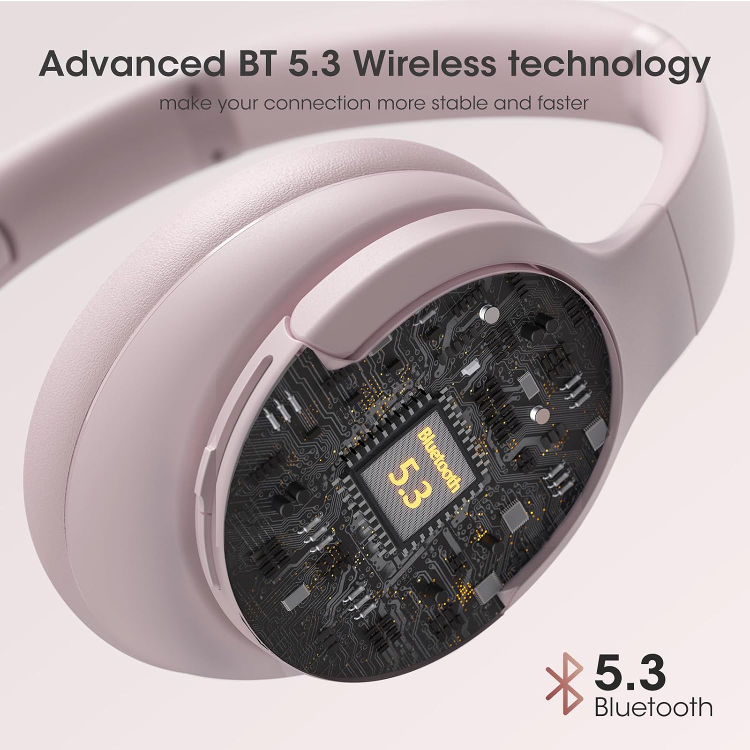 Thumbnail 5 de DOQAUS Bluetooth Over-Ear Headphones (Pink) with Bluetooth 5.3, 90H playtime and mic