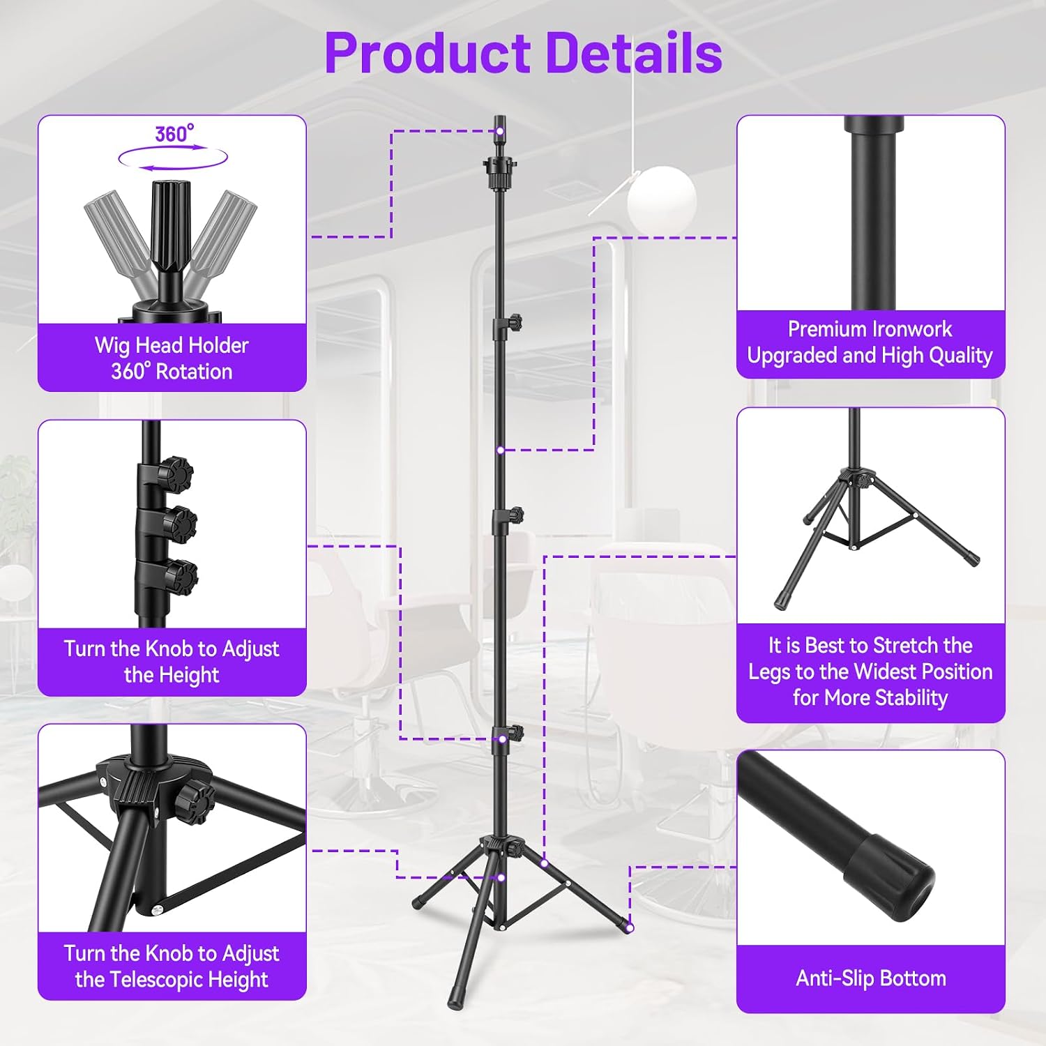 Detalle de TwoWin 55 inch wig stand