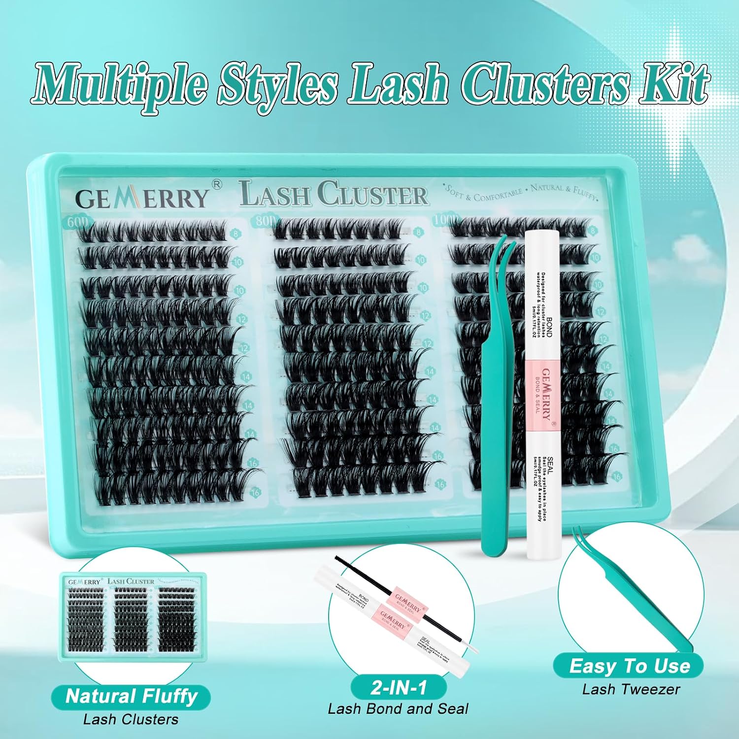 Detalle de GEMERR Lash Cluster Kit, D Curl