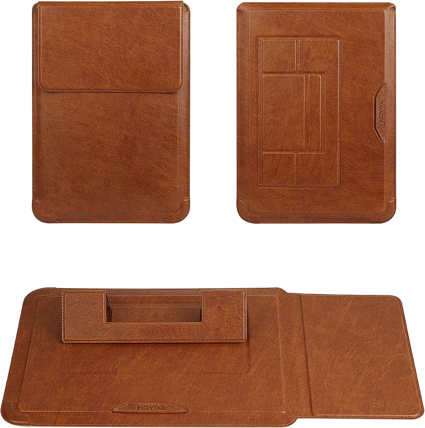 Detalle 2 de HoYiXi 13,3 Zoll Laptophülle mit Standfunktion (Braun) – Schutzcover für 13–13,6" Geräte