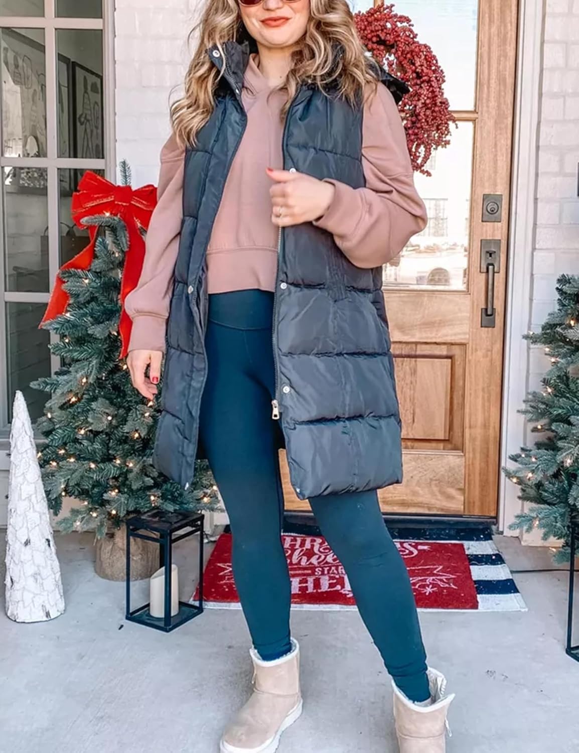 Detalle 2 de Tanming Women's Long Puffer Vest with Removable Hood