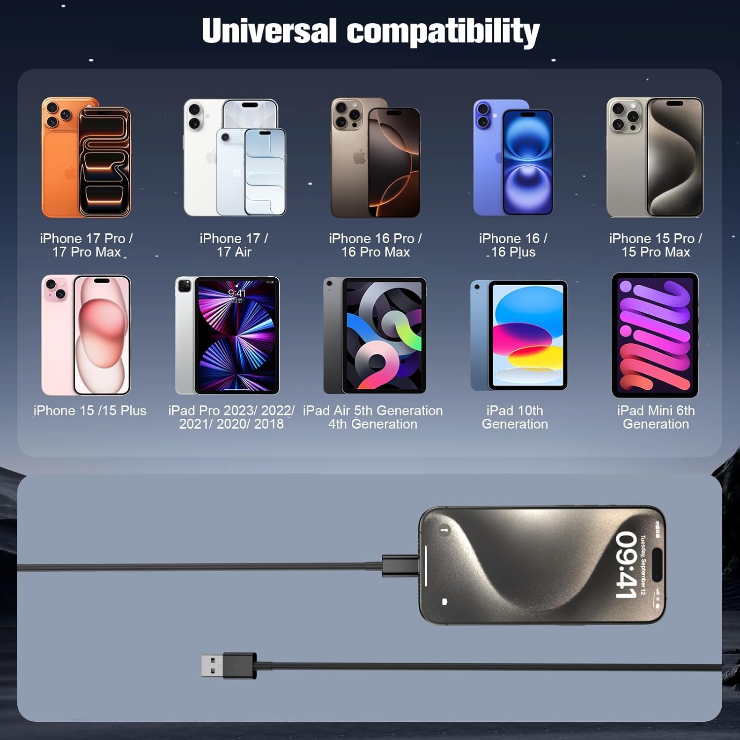 Thumbnail 3 de LOUPRESS iPhone 17/16/15 Charger Cable (USB-A to USB-C), 2m + 2m USB C charging leads