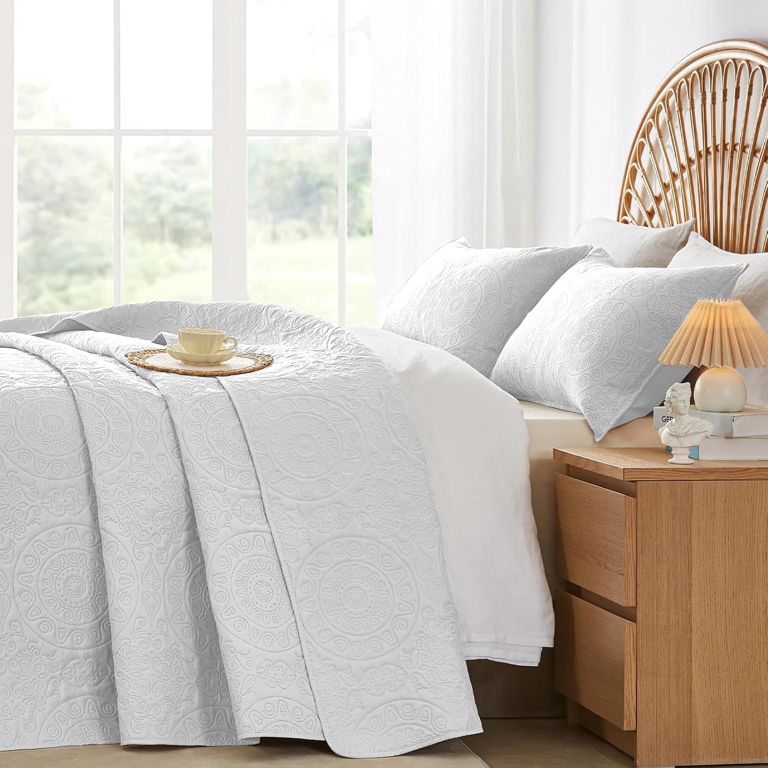 Detalle de WURUIBO White Quilt Set King/Cal King