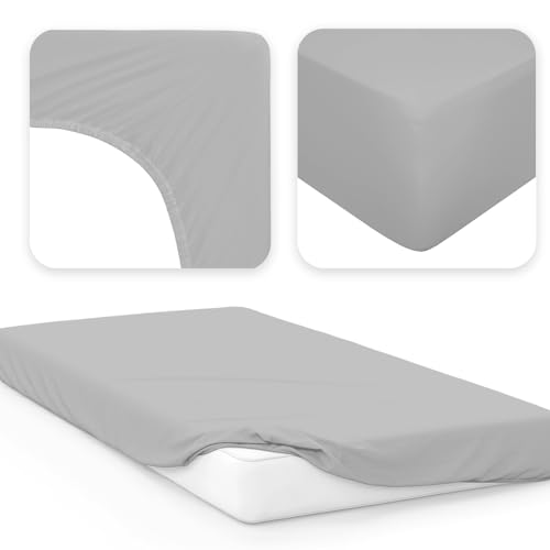 Detalle 2 de JACOBSON Spannbettlaken Jersey 140x200–160x200 cm | Baumwolle, Grau