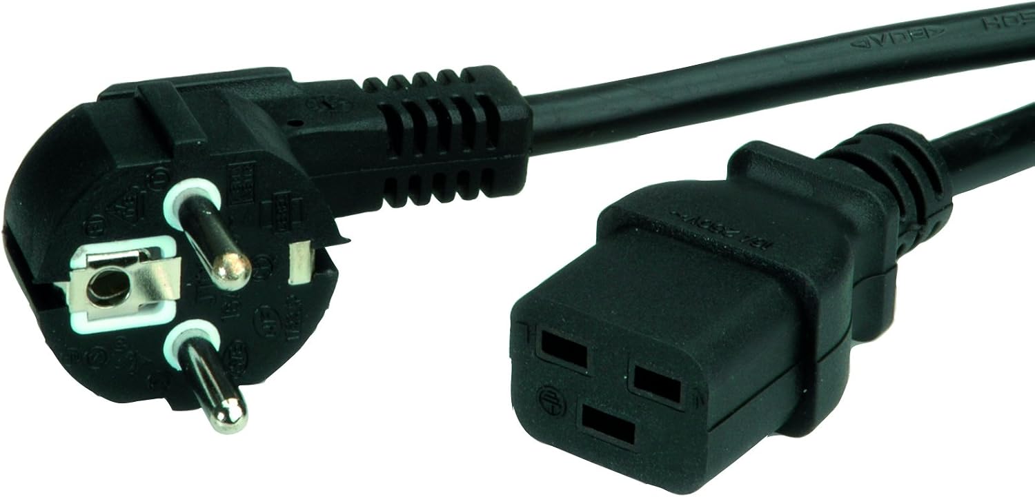 Detalle de VALUE Netzkabel Schutzkontakt- IEC320-C19 16A, schwarz, 2 m – robustes Verbindungskabel für USV-Systeme