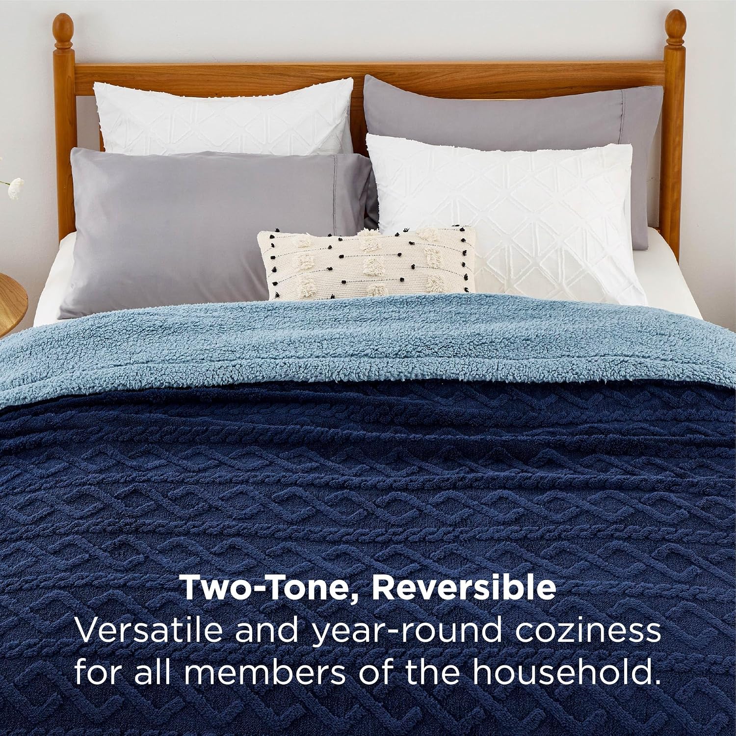 Detalle de Bedsure Sherpa Fleece Blanket Queen