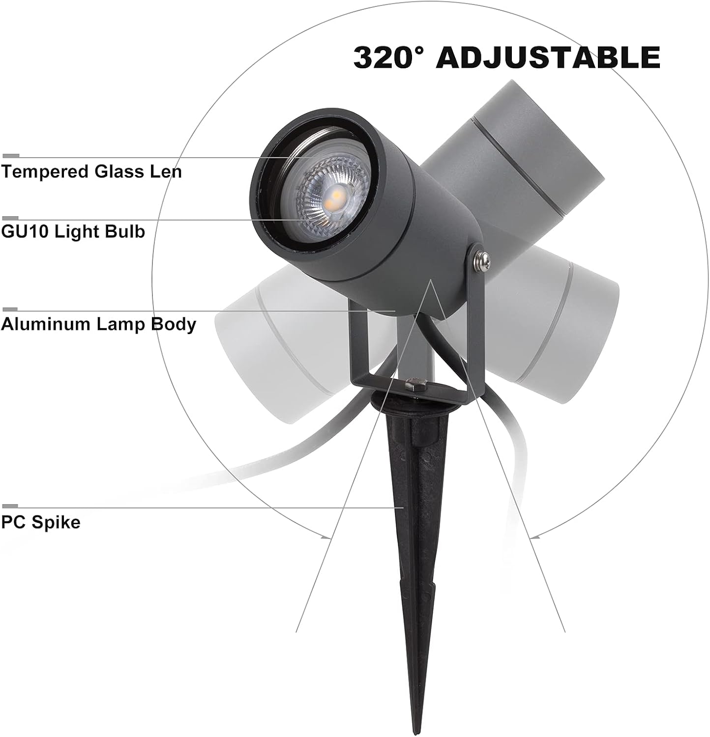 Detalle 2 de DAWALIGHT Foco Proyector Exterior GU10 5W