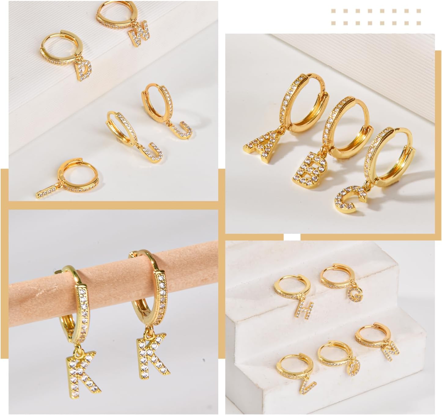 Detalle 1 de Initial Dangle Hoop Earrings, 11mm