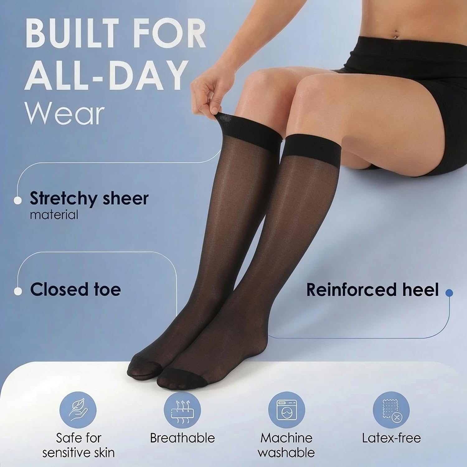 Detalle de ABSOLUTE SUPPORT A101 Sheer Women's Compression Socks, 15-20 mmHg