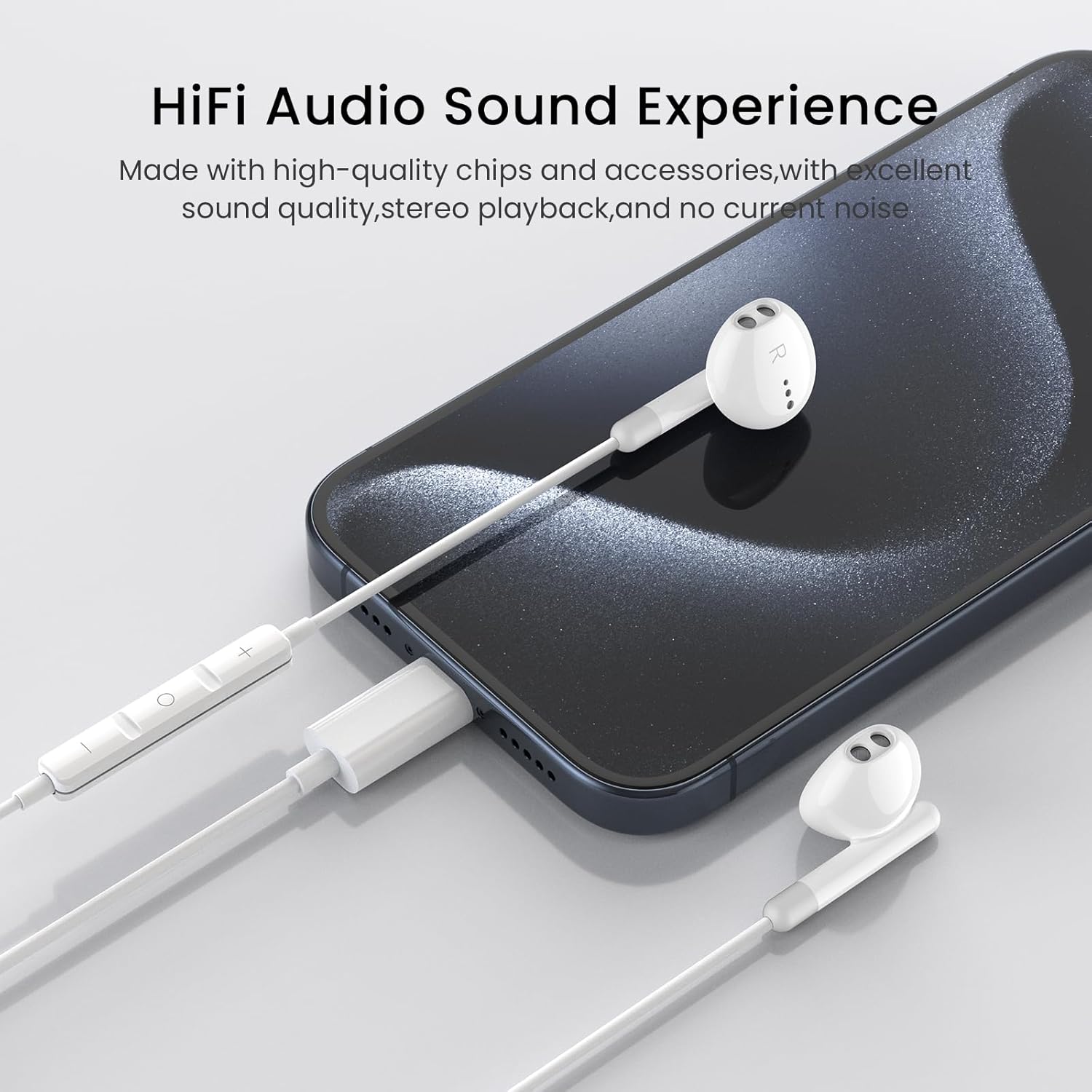 Detalle 2 de USB C Headphones with Mic and Volume Control for iPhone 17