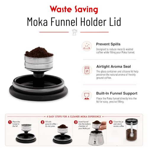 Detalle de Bialetti Barattolo Moka in Vetro con Tappo Ermetico e Cucchiaio Dosacaffè – 250 g