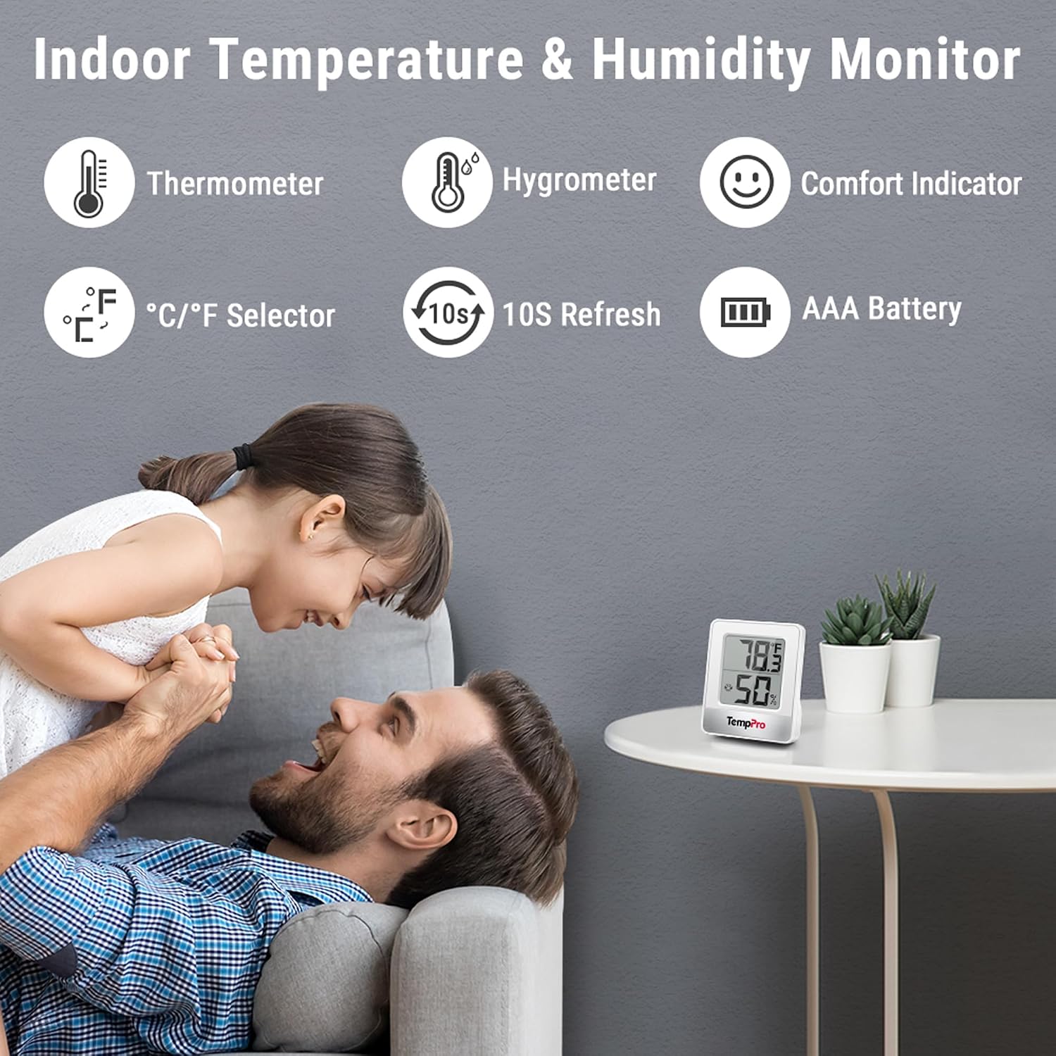 Detalle 2 de TempPro TP49 Digital Hygrometer Indoor Thermometer
