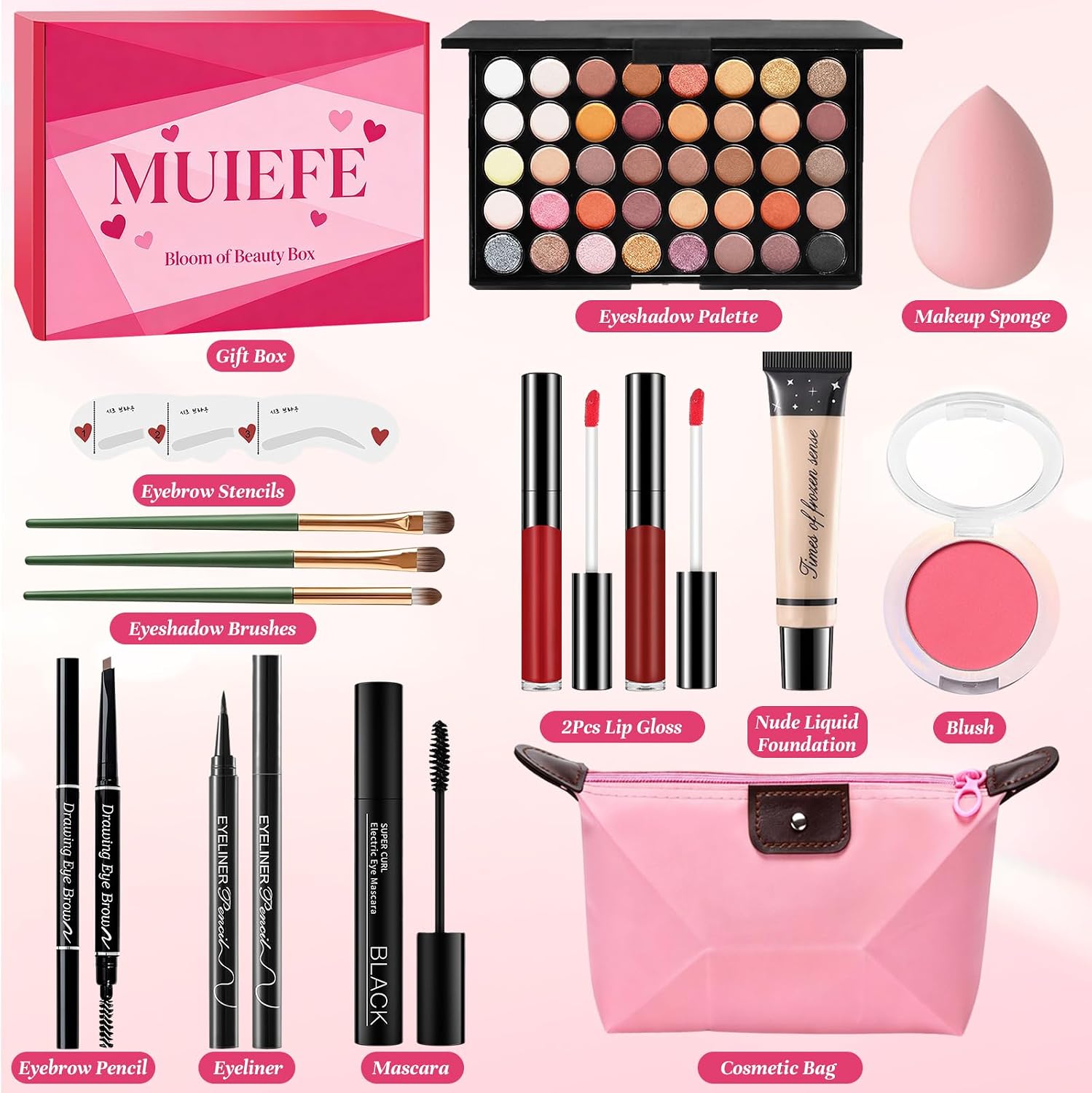 Thumbnail 1 de Muiefe Kit Trucco Make Up Completo: set donna con palette, rossetti, eyeliner, mascara, sopracciglia e borsa