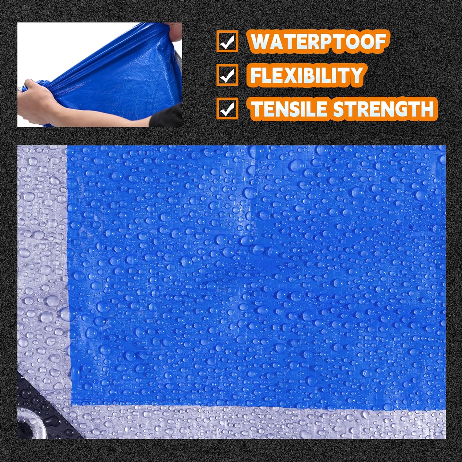 Detalle 2 de RAINDEWAY Tarps 8x10 ft 5 Pack 5.5 Mil