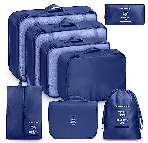 MURISE Organizador de Maleta 8 Piezas (azul oscuro) para Viajes y Vacaciones