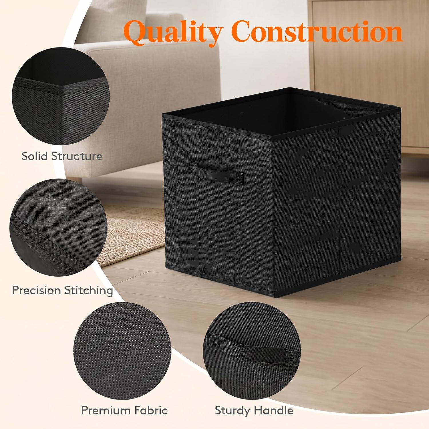 Detalle 2 de Lifewit LHLF230211BLC Foldable Storage Cubes, Black, Pack of 6