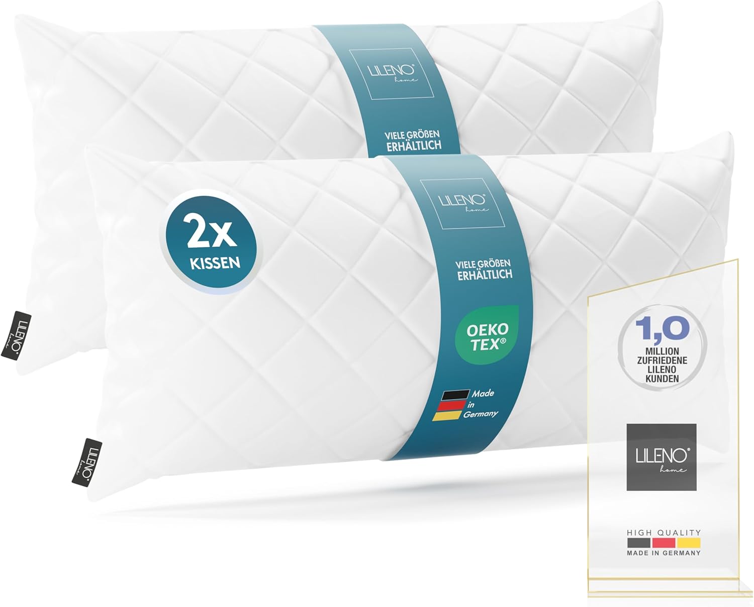 Detalle de LILENO HOME 2er Set Kissenfüllung 40 x 80 cm – 95°C waschbar, ideal für Allergiker